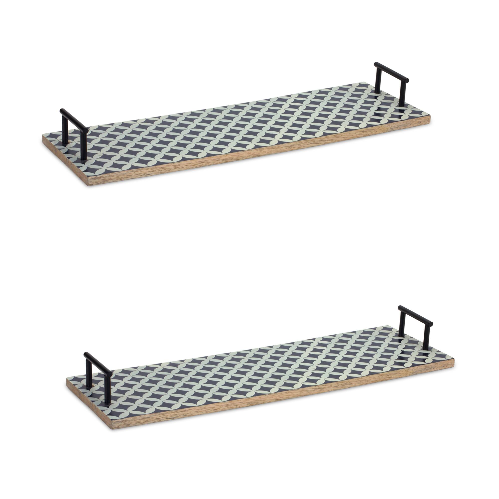 Geometric Mango Wood Tray, 2ct.